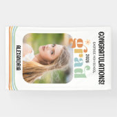 Boho Retro Foto Gefeliciteerd Afstuderen Spandoek (Horizontaal)
