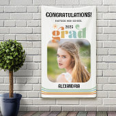 Boho Retro Foto Gefeliciteerd Afstuderen Spandoek