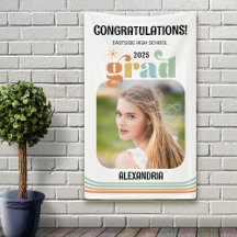 Boho Retro Foto Gefeliciteerd Afstuderen