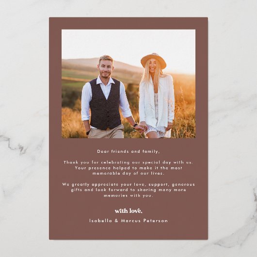 Boho Retro Foto Gouden Bruiloft Dank u Kaart (Achterkant)