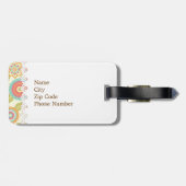 Boho Retro Funky Bloemen Bloemenpatroon (Cream) Bagagelabel (Achterkant horizontaal)