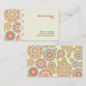 Boho Retro Funky Bloemen Bloemenpatroon (Cream) Visitekaartje (Voorkant / Achterkant)