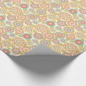 Boho Retro Funky Flowers Floral Pattern (Cream) Cadeaupapier (Hoek)