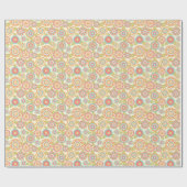 Boho Retro Funky Flowers Floral Pattern (Cream) Cadeaupapier (Vlak)