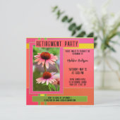 Boho Retro Garden Flower Retirement Party Kaart (Staand voorkant)