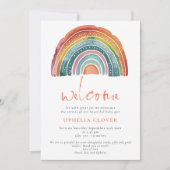 Boho Retro gekleurde regenboog welkom foto geboort Aankondiging (Voorkant)