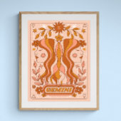 Boho Retro Gemini Zodiac Poster
