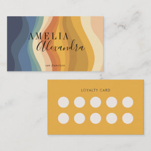 Boho Retro Golvende Zakelijke Cafe Loyalty Stempel Visitekaartje