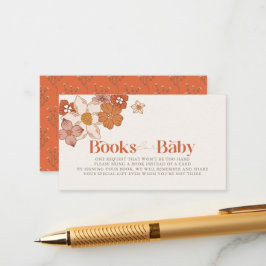 Boho Retro Groovy Bloemen Meisje Boek Verzoek Informatiekaartje