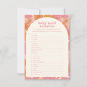 Boho Retro Groovy Bloemen Woord Scramble Game Kaar RSVP Kaartje (Voorkant)