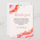 Boho Retro Groovy Daisy baby shower bedankje Aankondiging (Voorkant)