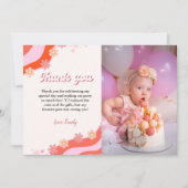 Boho Retro Groovy Daisy Verjaardag bedankje Aankondiging (Voorkant)