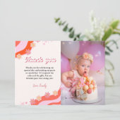 Boho Retro Groovy Daisy Verjaardag bedankje Aankondiging (Staand voorkant)