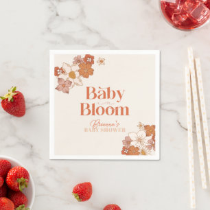 Boho Retro Groovy Floral Baby shower Baby shower Servet