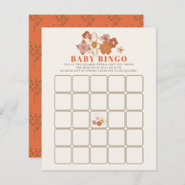 Boho Retro Groovy Floral Baby shower Bingo Spel