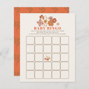 Boho Retro Groovy Floral Baby shower Bingo Spel