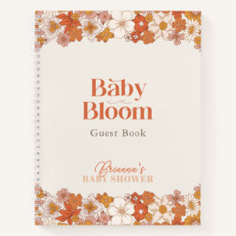 Boho Retro Groovy Floral Baby shower Gastboek Notitieboek
