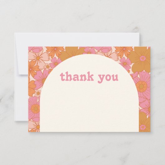 Boho Retro Groovy Floral Bedankkaart (Voorkant)