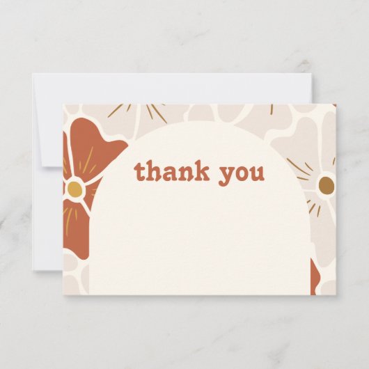 Boho Retro Groovy Floral Bedankkaart (Voorkant)