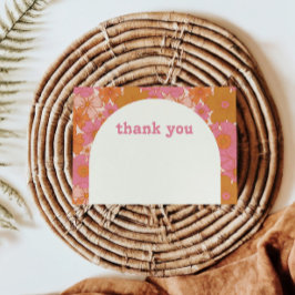 Boho Retro Groovy Floral Bedankkaart