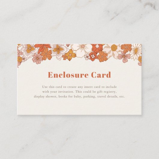 Boho Retro Groovy Floral Girl Informatiekaartje (Voorkant)