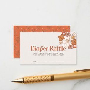 Boho Retro Groovy Floral Girl Luier Raffle Ticket Informatiekaartje