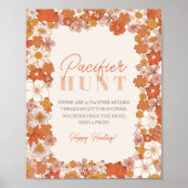 Boho Retro Groovy Floral Pacifier Hunt Poster (Voorkant)