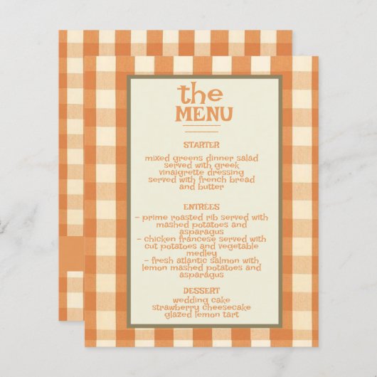 Boho Retro Groovy Kleurrijk Wavy Wedding Menu (Voorkant / Achterkant)