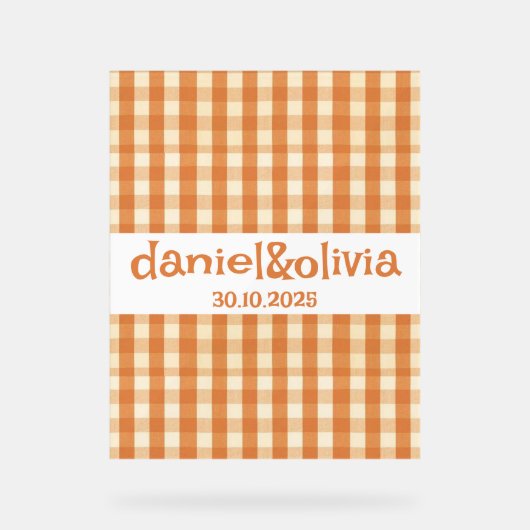 Boho Retro Groovy Kleurrijke Wavy bruiloft Acryl Bord (Voorkant)