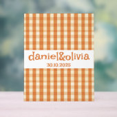 Boho Retro Groovy Kleurrijke Wavy bruiloft Acryl Bord (Neutraal)