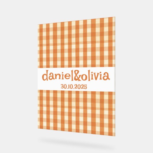 Boho Retro Groovy Kleurrijke Wavy bruiloft Acryl Bord (Hoek)