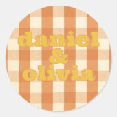 Boho Retro Groovy Kleurrijke Wavy bruiloft Ronde Sticker (Voorkant)