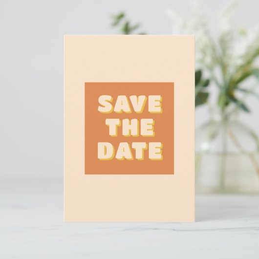 Boho Retro Groovy Kleurrijke Wavy bruiloft Save The Date (Staand voorkant)