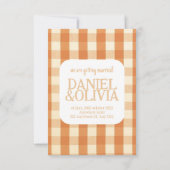 Boho Retro Groovy Kleurrijke Wavy bruiloft Save The Date (Achterkant)