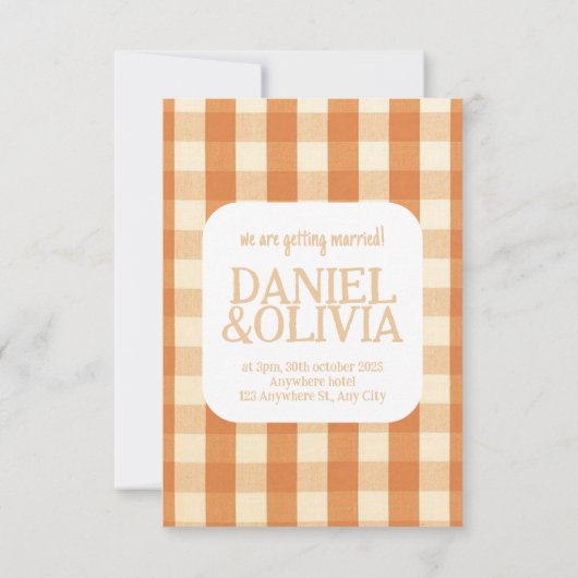 Boho Retro Groovy Kleurrijke Wavy bruiloft Save The Date (Achterkant)