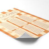 Boho Retro Groovy Kleurrijke Wavy Wed Seating Char Poster (Hoek)