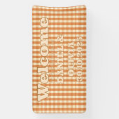 Boho Retro Groovy Kleurrijke Wavy WeddSeating Char Spandoek (Verticaal)