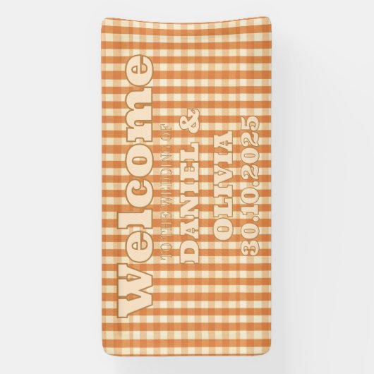 Boho Retro Groovy Kleurrijke Wavy WeddSeating Char Spandoek (Verticaal)