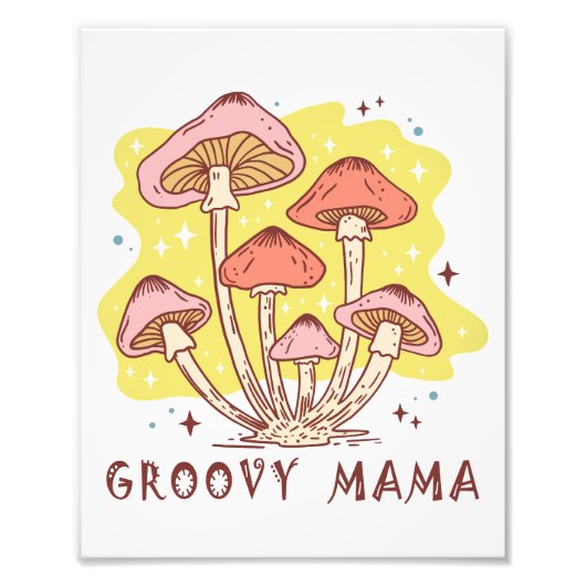 Boho Retro Groovy Mama Foto Afdruk (Voorkant)