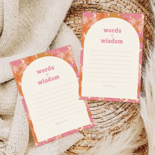 Boho Retro Groovy Woorden van Wijsheid Advies Kaar RSVP Kaartje
