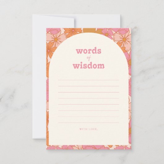 Boho Retro Groovy Woorden van Wijsheid Advies Kaar RSVP Kaartje (Voorkant)