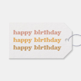 Boho Retro Happy Birthday Gift Label Cadeaulabel