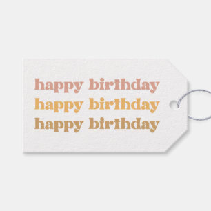 Boho Retro Happy Birthday Gift Label Cadeaulabel