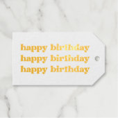 Boho Retro Happy Birthday Gift Label Gold Foil (Voorkant (horizontaal))