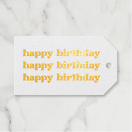 Boho Retro Happy Birthday Gift Label Gold Foil