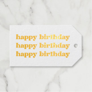 Boho Retro Happy Birthday Gift Label Gold Foil