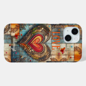 Boho Retro Hart Abstracte Kunst Telefoon Case (Achterkant (horizontaal))