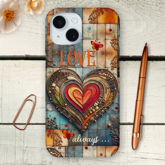 Boho Retro Hart Abstracte Kunst Telefoon Case