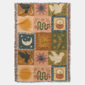 Boho Retro Hemel Zon Maan Deken (Voorkant Verticaal)