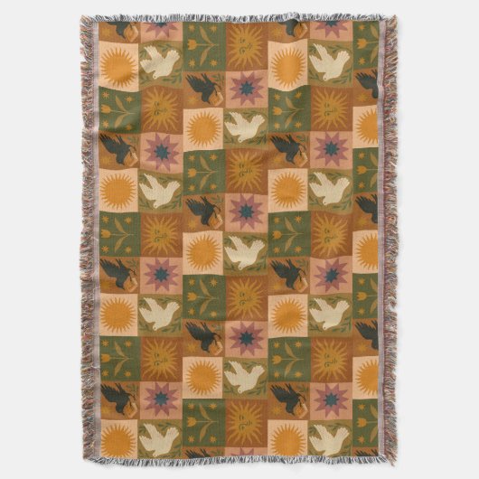 Boho Retro Hemelse Zon Maan Deken (Voorkant Verticaal)